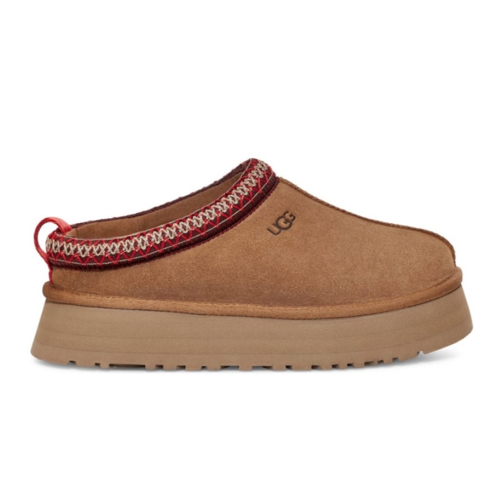 UGG Tazz Shearling Platform Slippers in Chestnut size 6